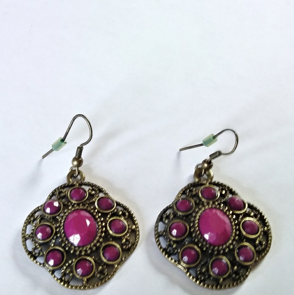 Bronze & Mulberry Boho Earrings
